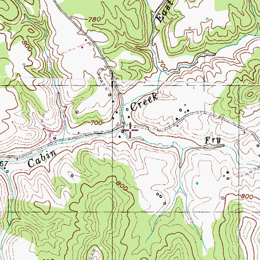 Topographic Map of Fry Branch, KY