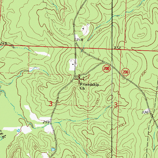 Topographic Map of Friendship Church, AR