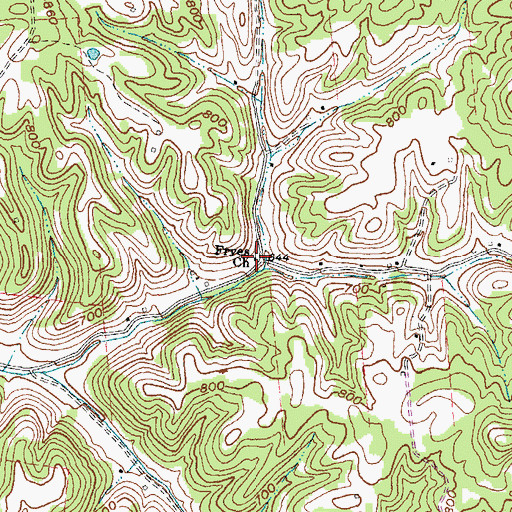 Topographic Map of Fryes Church, KY