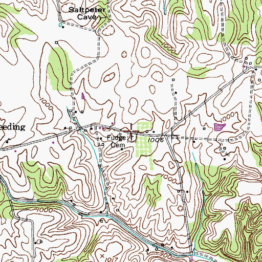 Topographic Map of Fudge Cemetery, KY