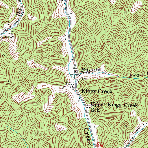 Topographic Map of Fugate Branch, KY