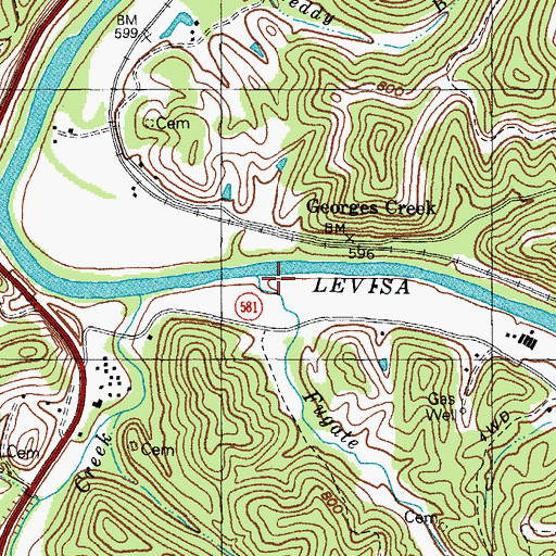 Topographic Map of Fugate Branch, KY