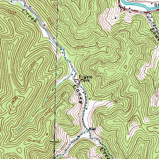 Topographic Map of Fugate Cemetery, KY