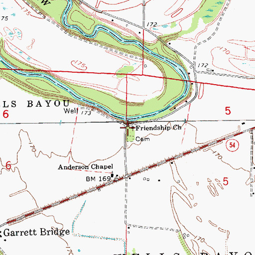 Topographic Map of Friendship Church, AR
