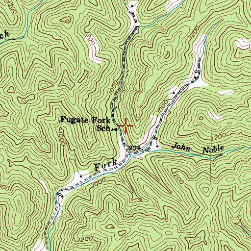 Topographic Map of Fugate Fork School, KY