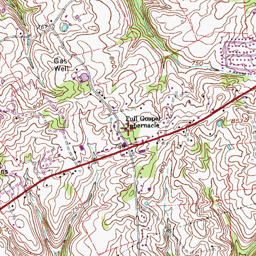 Topographic Map of Full Gospel Tabernacle, KY
