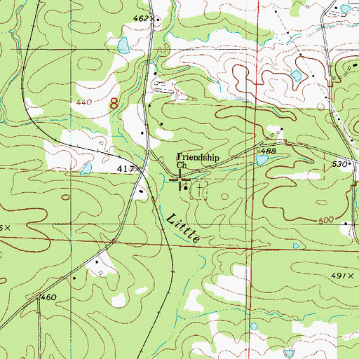 Topographic Map of Friendship Church, AR