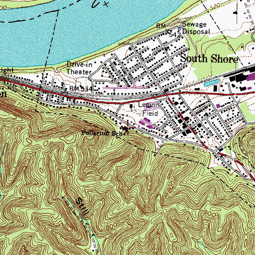 Topographic Map of Fullerton School, KY