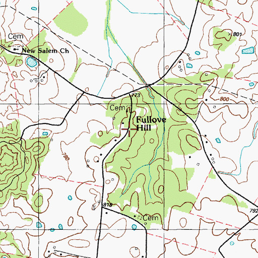 Topographic Map of Fullove Hill, KY