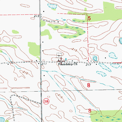 Topographic Map of Friendship Church, AR