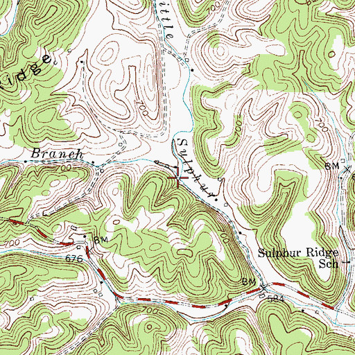 Topographic Map of Furbush Branch, KY