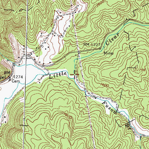 Topographic Map of Fuson Branch, KY