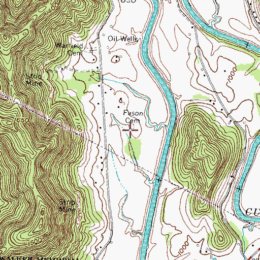 Topographic Map of Fuson Cemetery, KY