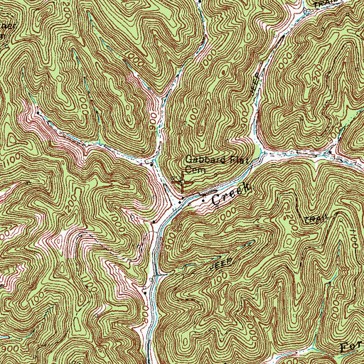 Topographic Map of Gabbard Flat Cemetery, KY