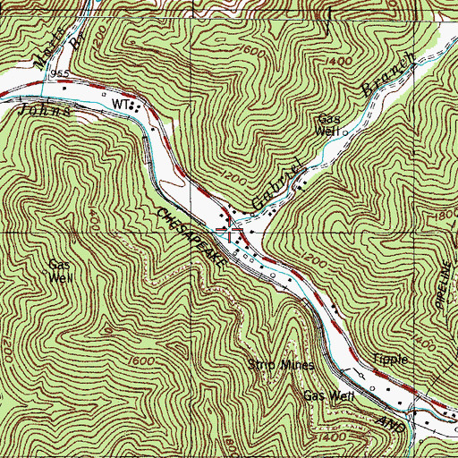 Topographic Map of Gabriel Branch, KY