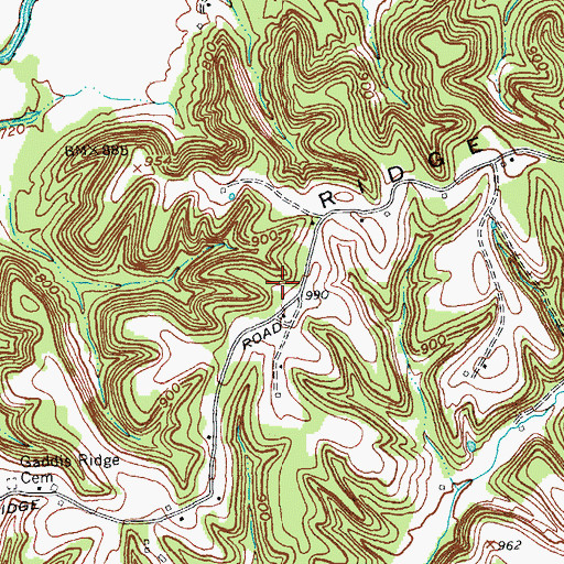 Topographic Map of Gaddis Ridge, KY