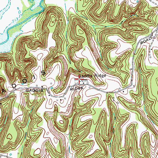 Topographic Map of Gaddis Ridge Cemetery, KY