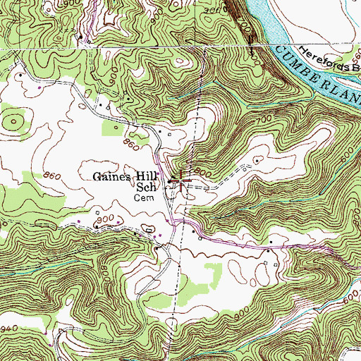 Topographic Map of Gaines Hill School, KY