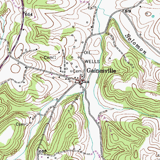Topographic Map of Gainesville, KY