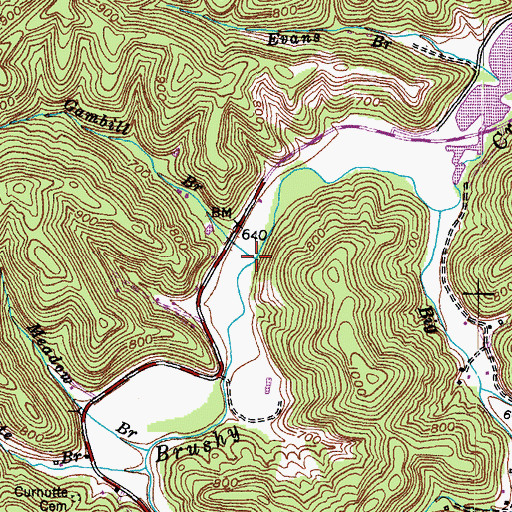 Topographic Map of Gambill Branch, KY
