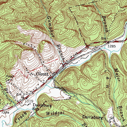 Topographic Map of Gamphor Branch, KY
