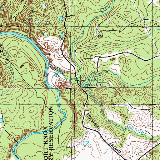 Topographic Map of Gander Branch, KY