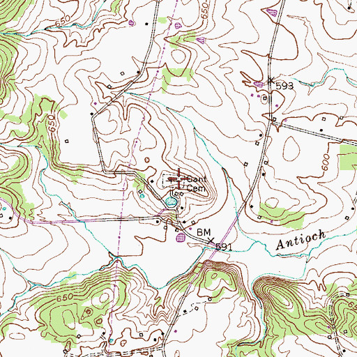 Topographic Map of Gant Cemetery, KY