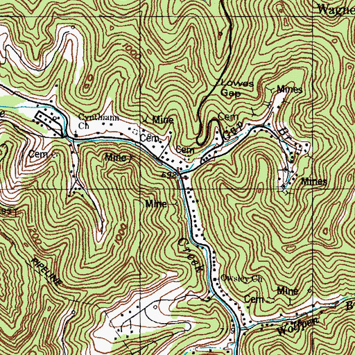 Topographic Map of Gap Branch, KY