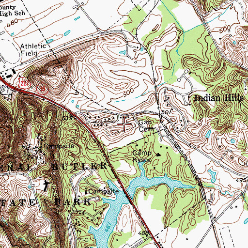 Topographic Map of Gap Hill Cemetery, KY