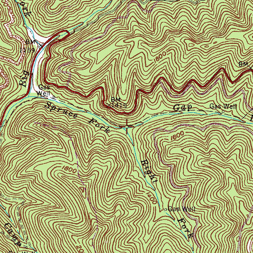 Topographic Map of Gap Fork, KY