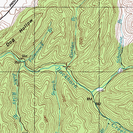 Topographic Map of Garden Branch, KY