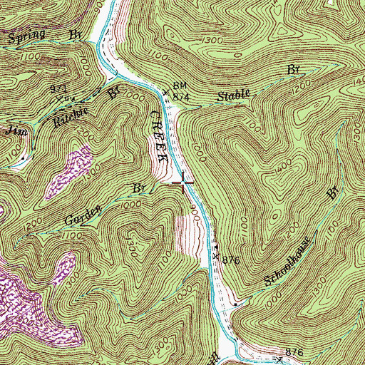 Topographic Map of Garden Branch, KY