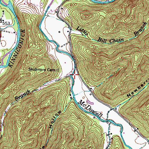 Topographic Map of Garden Branch, KY
