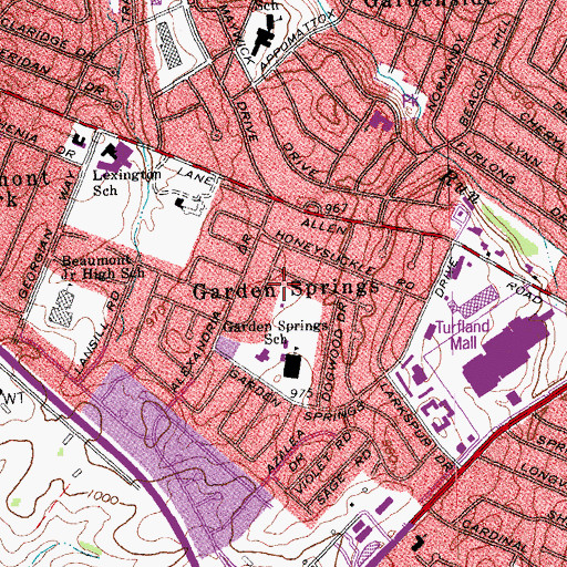 Topographic Map of Garden Springs, KY