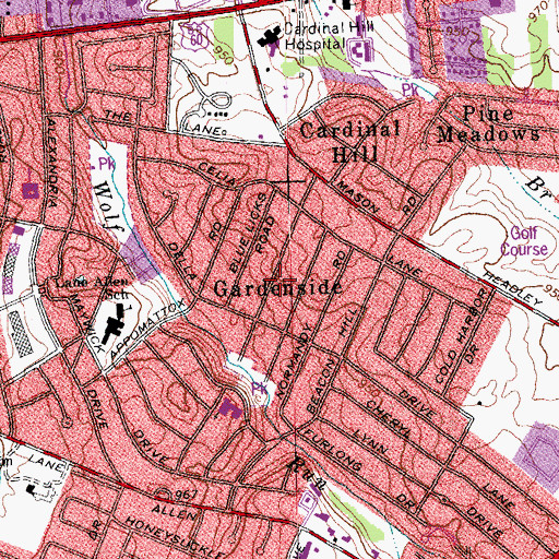 Topographic Map of Gardenside, KY