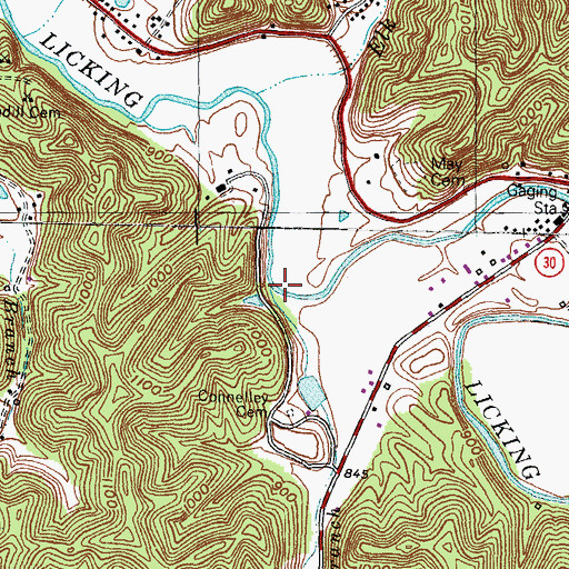 Topographic Map of Gardner Branch, KY
