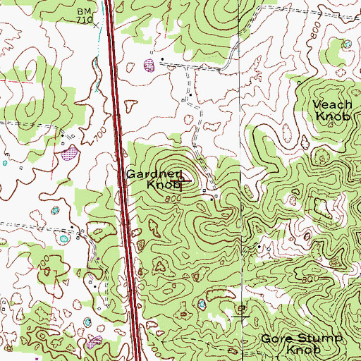 Topographic Map of Gardner Knob, KY