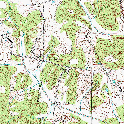 Topographic Map of Gardwell Cemetery, KY