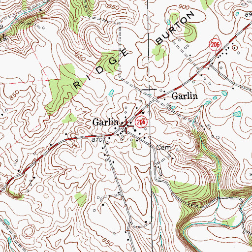 Topographic Map of Garlin, KY