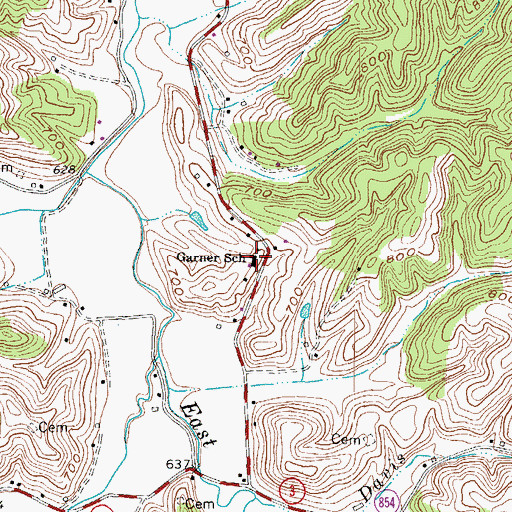 Topographic Map of Garner School, KY