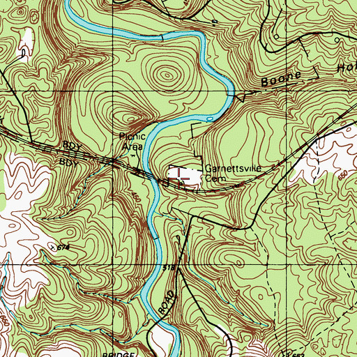 Topographic Map of Garnettsville Cemetery, KY