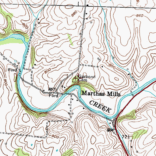 Topographic Map of Garpond Cemetery, KY