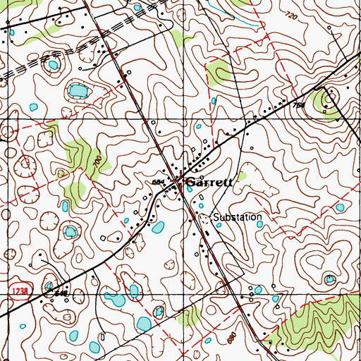 Topographic Map of Garrett, KY