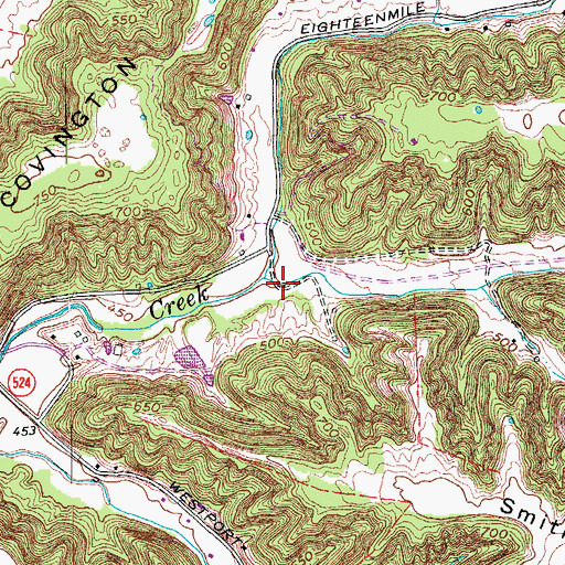 Topographic Map of Garrett Branch, KY
