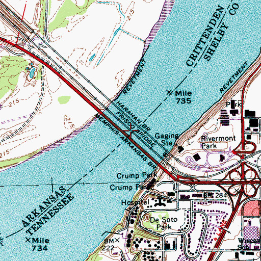 Topographic Map of Frisco Bridge, AR