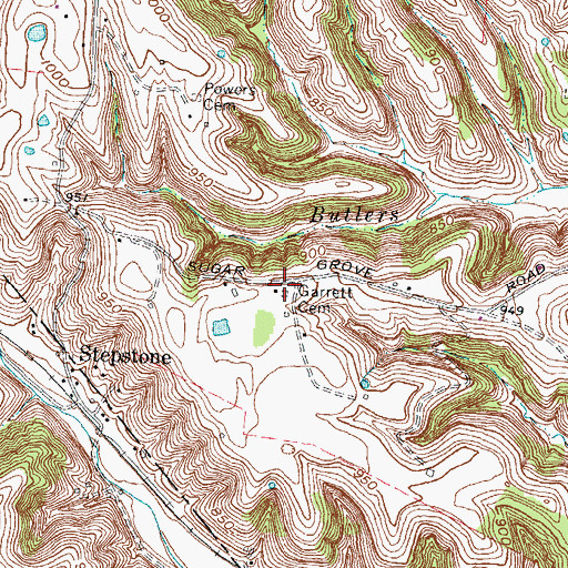 Topographic Map of Garrett Cemetery, KY
