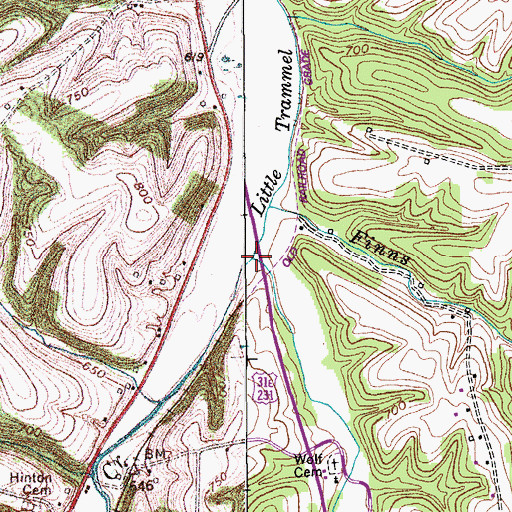 Topographic Map of Garrett Creek, KY