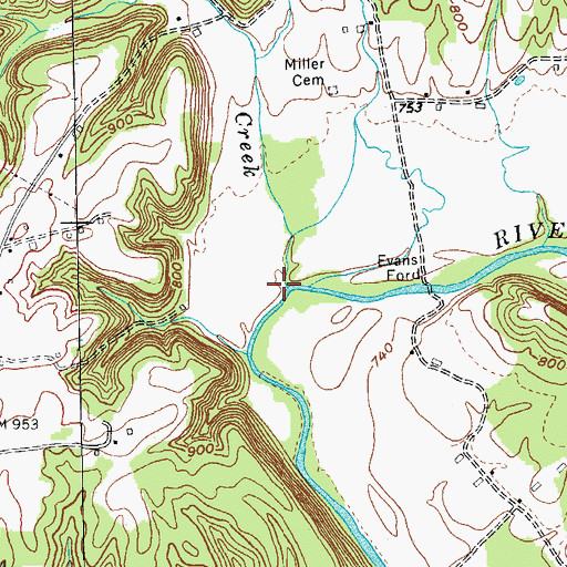 Topographic Map of Garrett Creek, KY