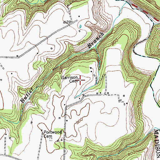 Topographic Map of Garrison Cemetery, KY