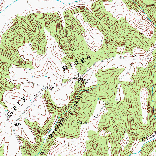 Topographic Map of Gary Cemetery, KY